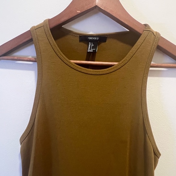 FOREVER 21 Women Mustard Brown Solid Bodycon Dress Size Large - Picture 7 of 10